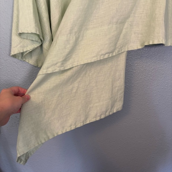 Adeptt Women's Rowan's Linen Assymetrical Blouse Tea Green XL Lagenlook Oversize - Picture 11 of 13